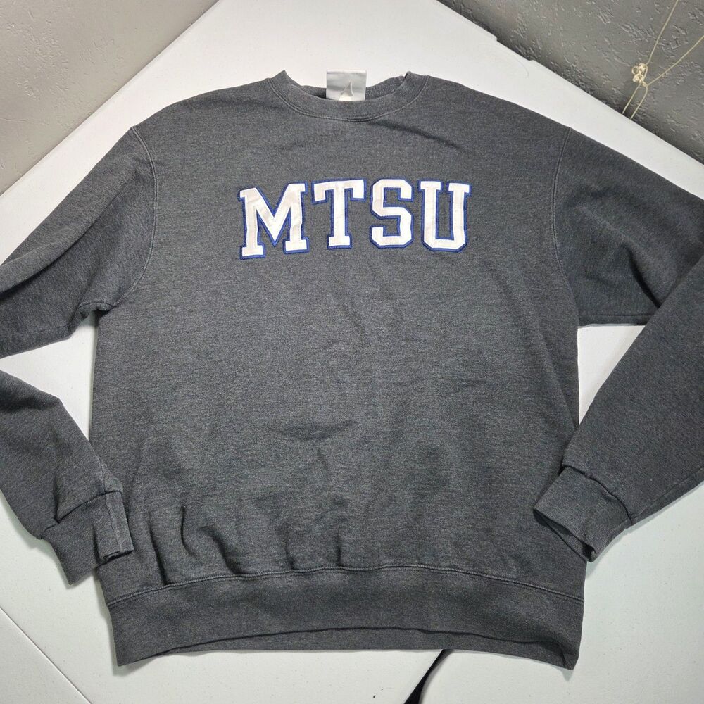 ​Champion MTSU Middle Tennessee State Crewneck Sweatshirt Gray Spellout Mens L